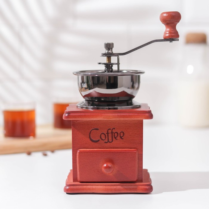 Кофемолка ручная «Утренний кофе», 9,8×16 см, красное дерево - фото 1 - id-p203574962