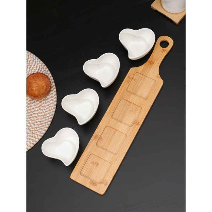 Набор соусников керамический BellaTenero «Сердце», 4 предмета: 125 мл, цвет белый - фото 4 - id-p203577526