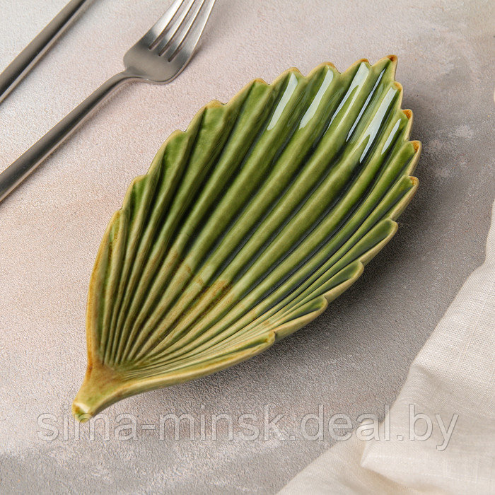 Блюдо керамическое сервировочное «Дендрарий», 21×10×4 см, цвет зелёный - фото 2 - id-p203569933