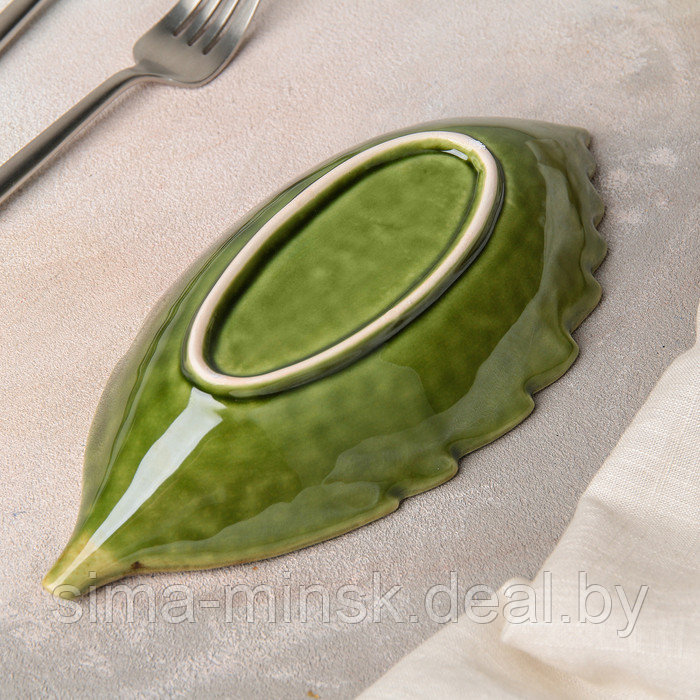 Блюдо керамическое сервировочное «Дендрарий», 21×10×4 см, цвет зелёный - фото 3 - id-p203569933