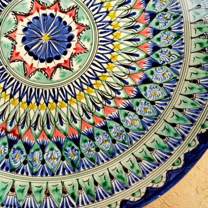 Ляган Риштанская Керамика "Узоры", 42 см, синий микс - фото 5 - id-p203577567