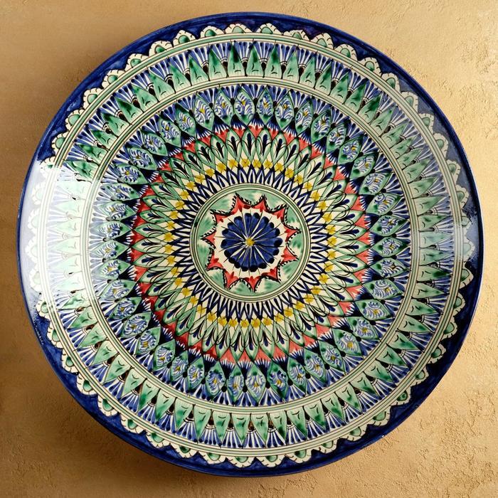 Ляган Риштанская Керамика "Узоры", 42 см, синий микс - фото 6 - id-p203577567