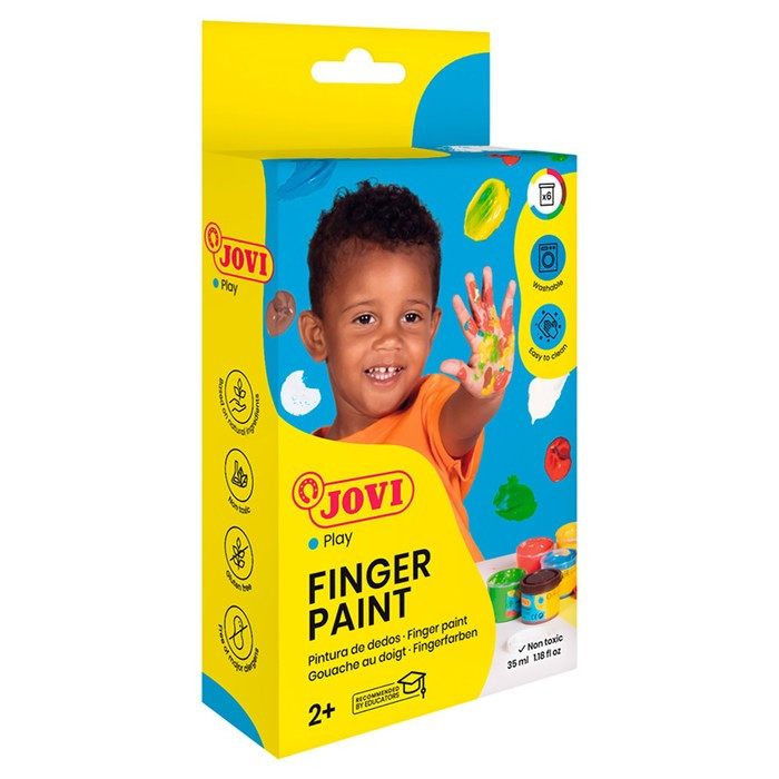 Краски пальчиковые JOVI, 06 ярких цветов по 35мл, картонная упаковка - фото 1 - id-p203580671