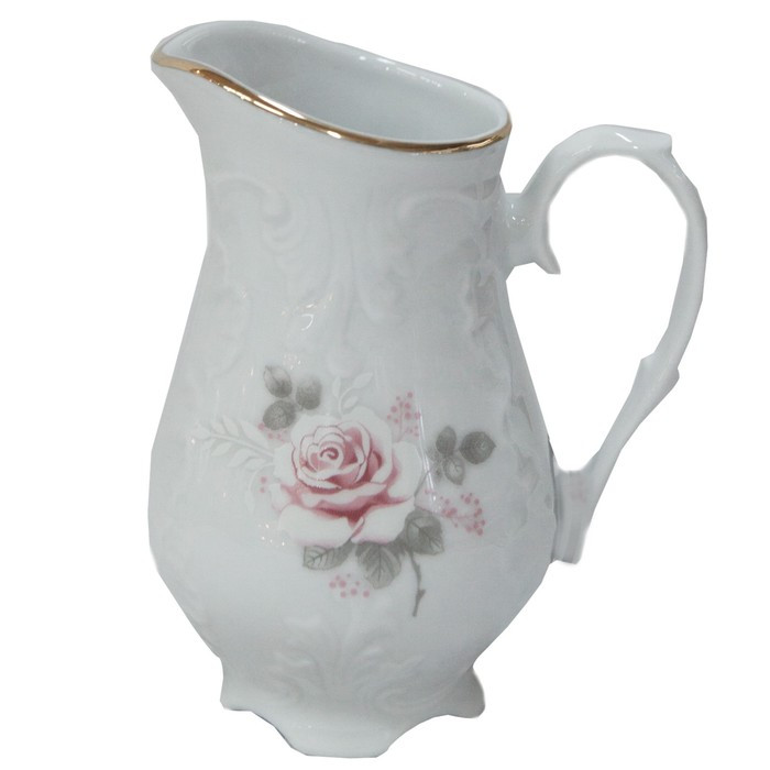 Молочник 200 мл, Rococo, декор «Бледные розы, отводка золото» - фото 1 - id-p203576803