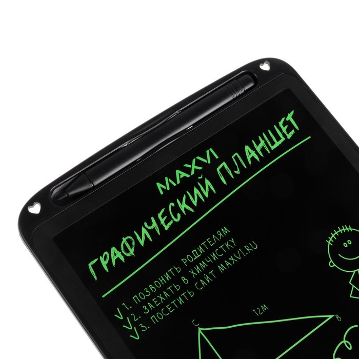 Графический планшет для рисования и заметок LCD Maxvi MGT-02, 10.5 , угол 160°,CR2016,черный - фото 4 - id-p203580683
