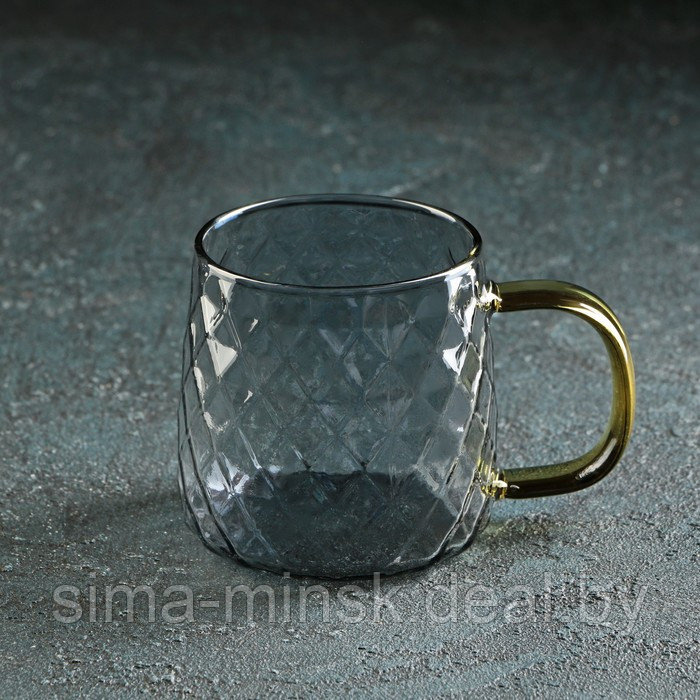 Набор питьевой из стекла Magistro «Дарк. Ромб», 5 предметов: кувшин 1,6 л, 4 кружки 350 мл, цвет серый - фото 5 - id-p203572167