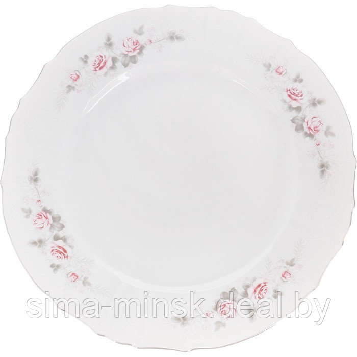 Блюдо круглое Bernadotte, декор «Бледные розы, отводка платина», 30 см - фото 1 - id-p203570087
