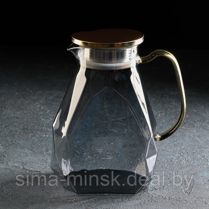 Набор питьевой из стекла Magistro «Дарк. Льдинка», 5 предметов: кувшин 1,6 л, 4 кружки 300 мл, цвет серый - фото 3 - id-p203572174