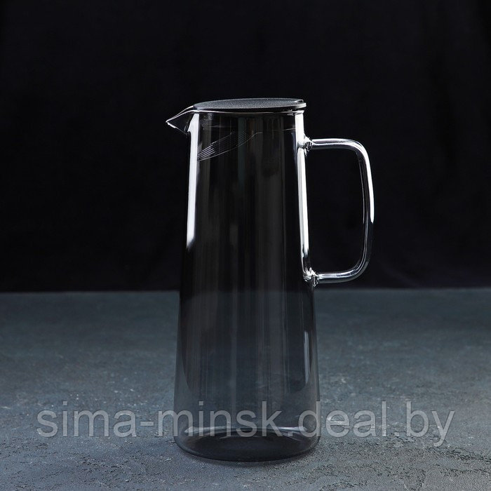 Набор питьевой из стекла Magistro «Дарк», 5 предметов: кувшин 1,35 л, 4 стакана 320 мл, цвет тёмно-серый - фото 2 - id-p203572177