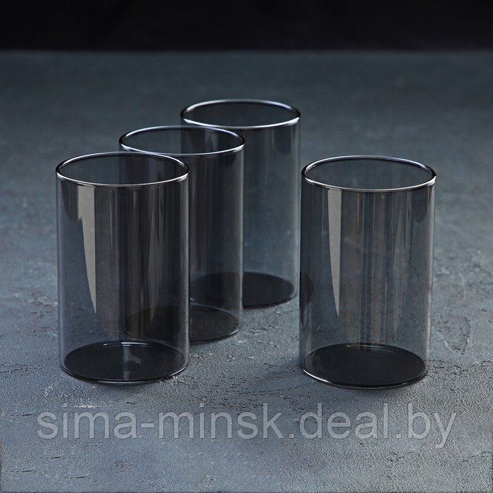 Набор питьевой из стекла Magistro «Дарк», 5 предметов: кувшин 1,35 л, 4 стакана 320 мл, цвет тёмно-серый - фото 6 - id-p203572177