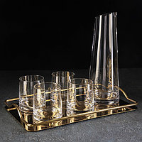 Набор питьевой из стекла Magistro «Гармония», 6 предметов: кувшин 1,1 л, 4 бокала 260 мл, поднос