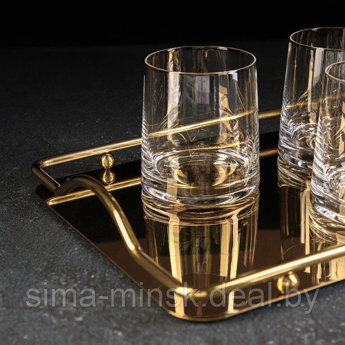 Набор питьевой из стекла Magistro «Гармония», 6 предметов: кувшин 1,1 л, 4 бокала 260 мл, поднос - фото 3 - id-p203572179