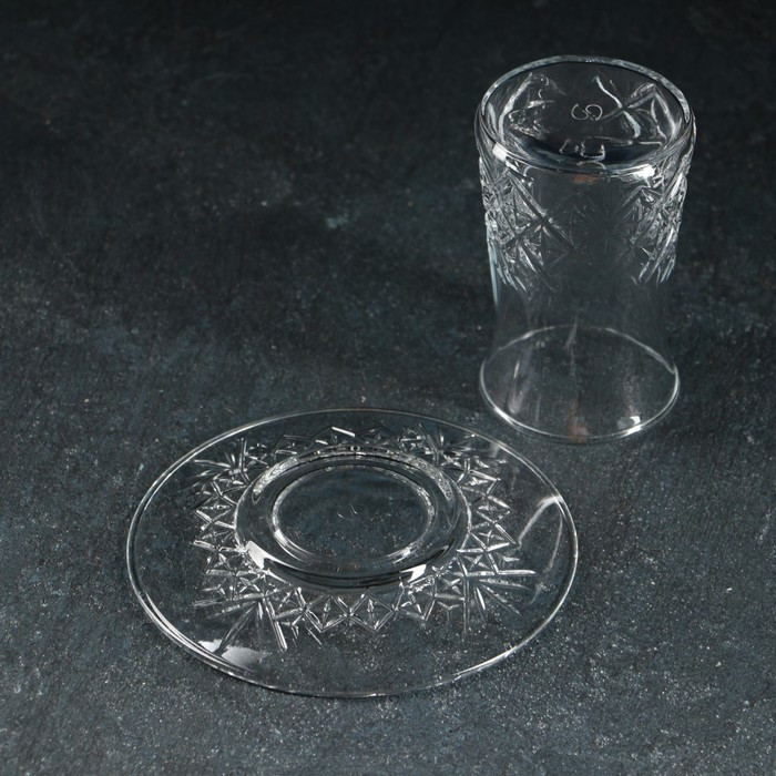 Набор чайный из стекла, 12 предметов: 6 стаканов 160 мл, 6 блюдец d=12,3 см - фото 3 - id-p203576859