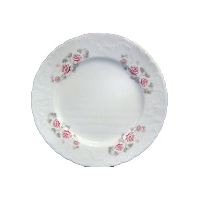 Блюдо круглое 32 см, Rococo, декор «Бледные розы, отводка золото» - фото 1 - id-p203579135