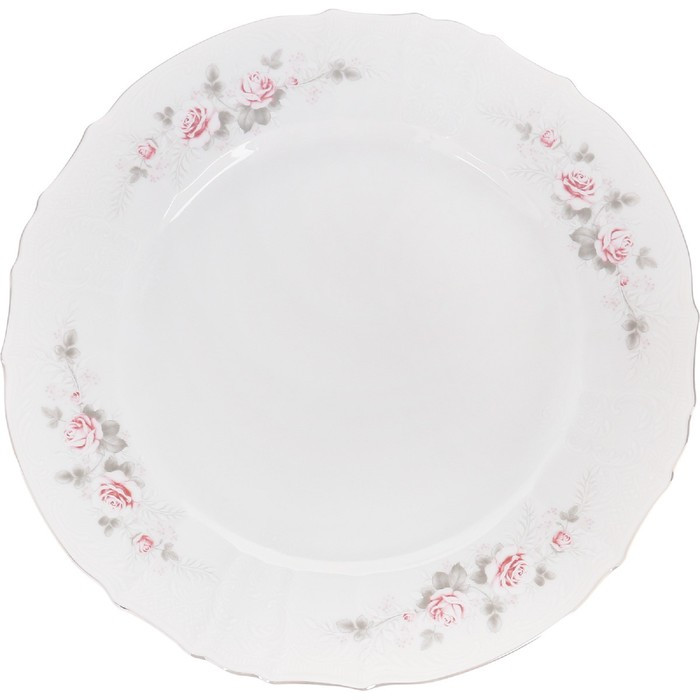 Блюдо круглое Bernadotte, декор «Бледные розы, отводка платина», 30 см - фото 1 - id-p203579142