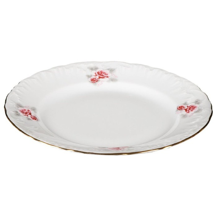 Тарелка десертная 19 см, Rococo, декор «Бледные розы, отводка золото» - фото 1 - id-p203579331