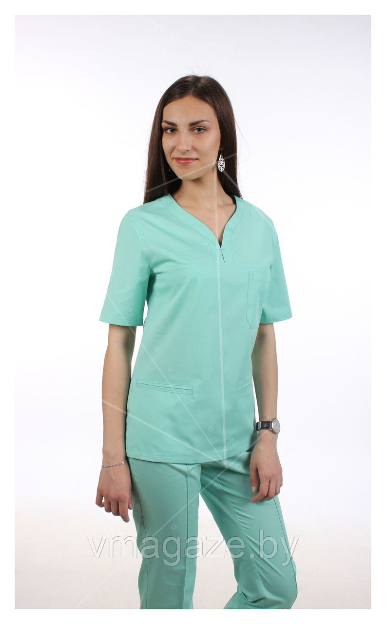 Хирургический костюм, женский М99 (без отделки, цвет б-бирюзовый) - фото 2 - id-p203591969