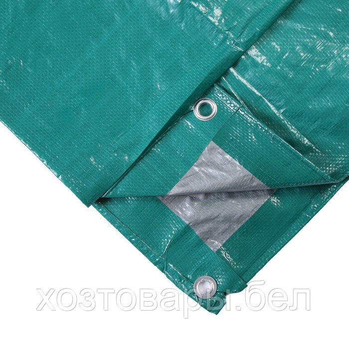Тент (тарпаул) непромокаемый с лювepcaми 2x3м, плотность 120 г/м2 п/э зелено-серебристый (S=6м2) - фото 1 - id-p185195260