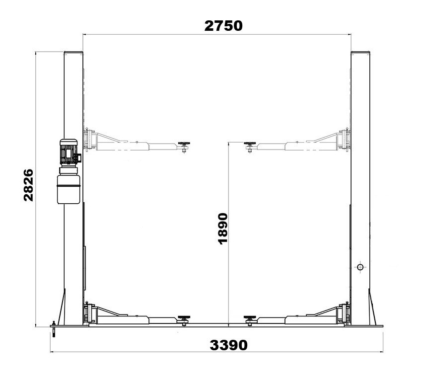 KraftWell KRW4ML/220 Подъемник двухстоечный г/п 4000 кг. электрогидравлический - фото 4 - id-p163948175