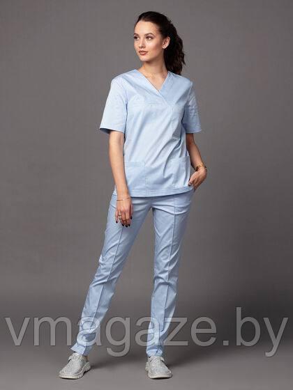Хирургический костюм стрейч (цвет голубой) - фото 3 - id-p203592509