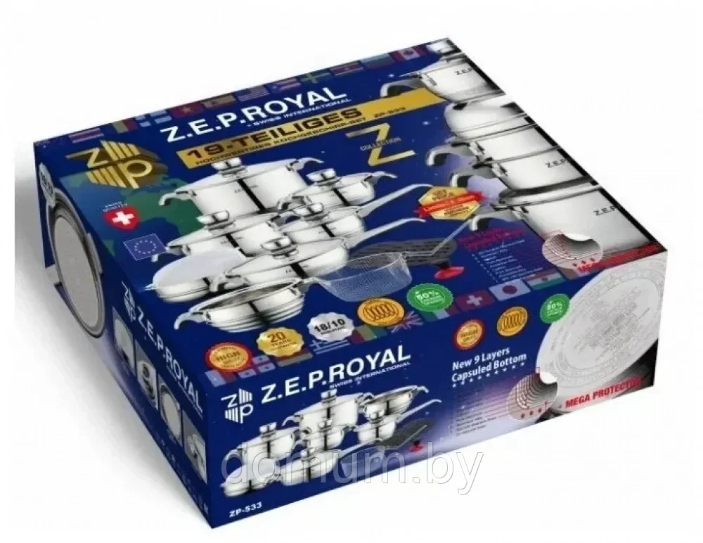 Набор кастрюль / посуды 19 предметов Z.E.P. Royal ZP-533 - фото 3 - id-p203594060