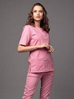 Медицинская женская блуза хирург стрейч (цвет пудровый)