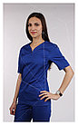 Медицинская женская блуза (без отделки, цвет синий), фото 2