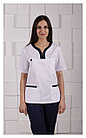 Медицинская женская блуза (с отделкой, цвет белый), фото 3