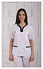 Медицинская женская блуза (с отделкой, цвет белый), фото 4
