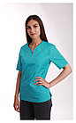 Медицинская женская блуза (с отделкой, цвет бирюзовый), фото 3