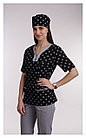 Медицинская женская блуза (с отделкой, принт горошек), фото 3