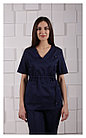 Медицинская женская блуза (без отделки, цвет т-синий), фото 2