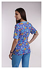 Медицинская женская блуза (с отделкой, цветочный принт), фото 3