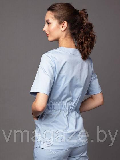 Медицинская женская блуза  хирург стрейч (цвет голубой)
