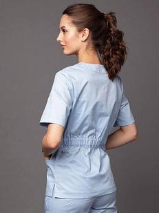 Медицинская женская блуза  хирург стрейч (цвет голубой)