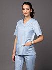 Медицинская женская блуза  хирург стрейч (цвет голубой), фото 2