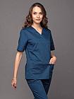 Медицинская женская блуза  хирург стрейч (цвет лазурный), фото 5