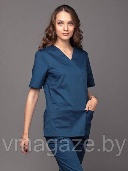 Медицинская женская блуза хирург стрейч (цвет лазурный) - фото 5 - id-p203594109