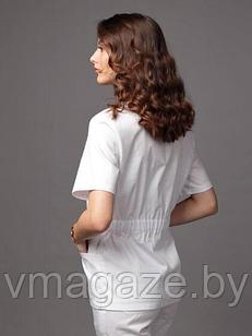 Медицинская женская блуза "хирург"стрейч (цвет белый)