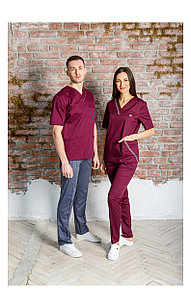 Медицинская блуза женская стрейч (цвет бордовый)