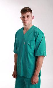 Медицинская блуза мужская со стрейчем(цвет бирюза)