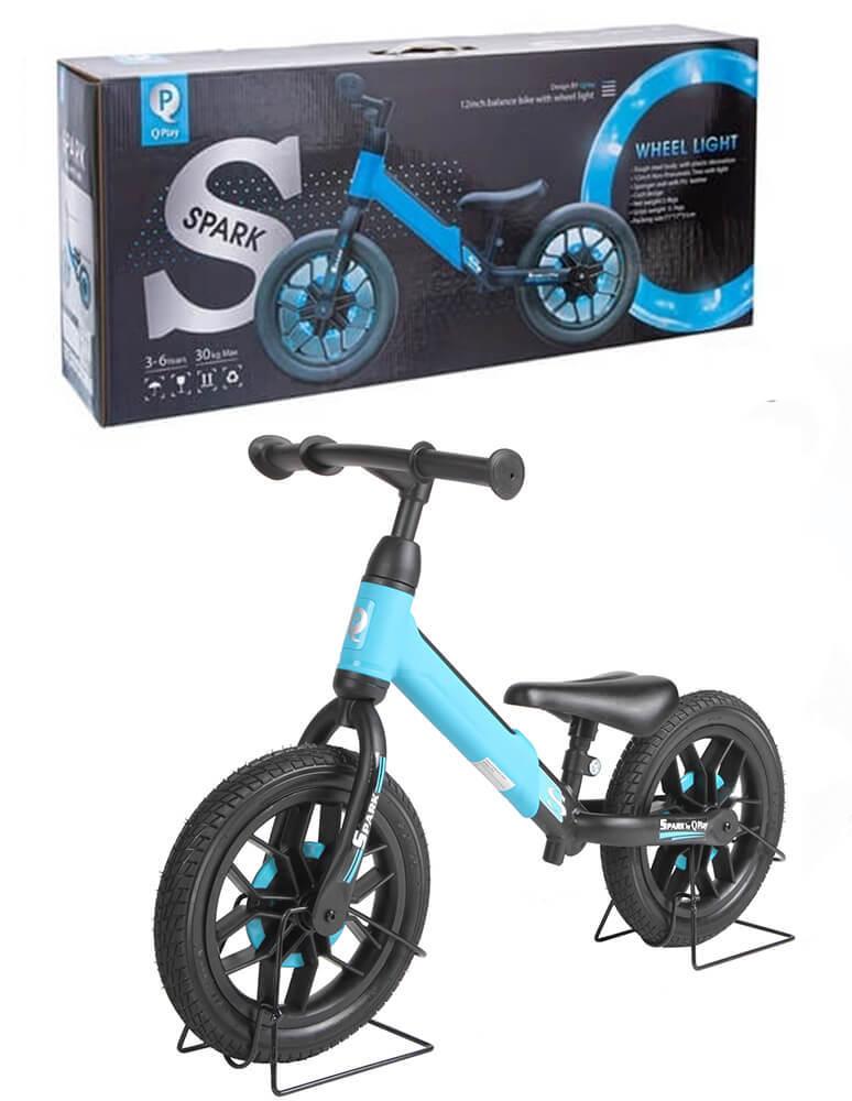 Беговел светящийся Qplay Spark Balance Bike голубой - фото 1 - id-p173417217