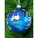 Шар елочный декоративный "Зимний пейзаж. Снегири", d10 см, синий, фото 5