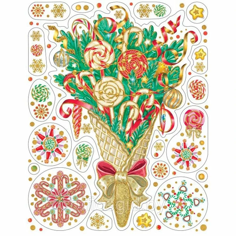 Наклейка декоративная на стекло "Новогодние сладости" - фото 1 - id-p203608633