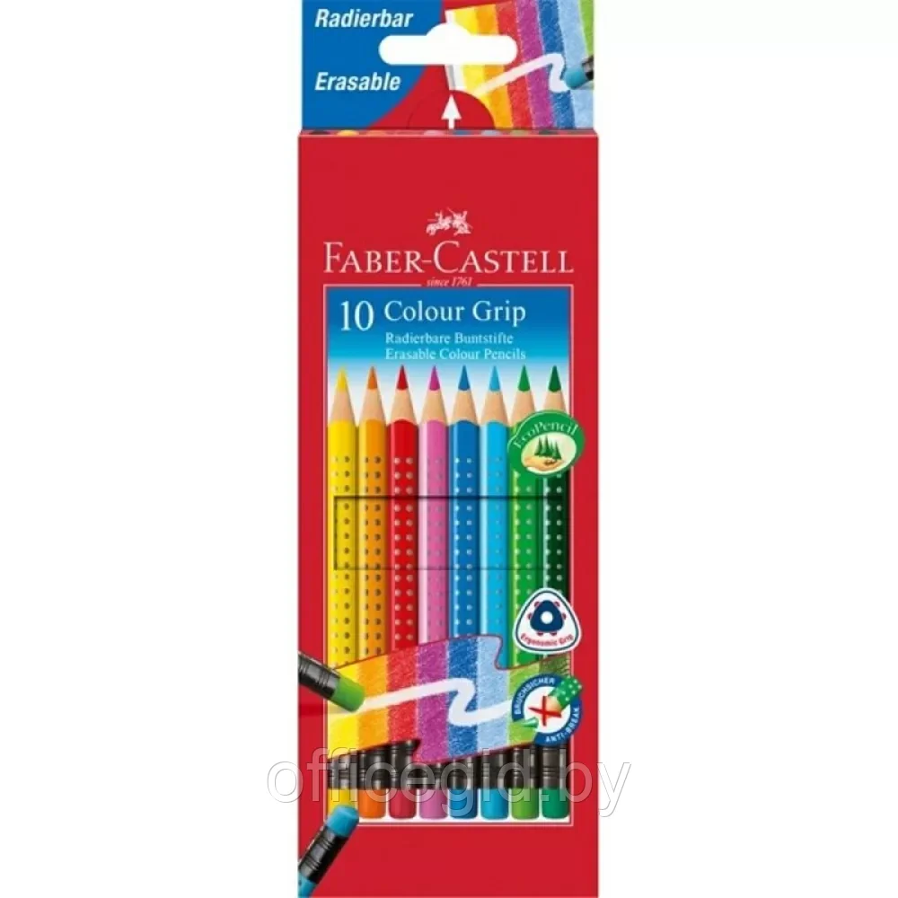 Цветные карандаши "Grip 2001"+ластик, 10 шт, -30%