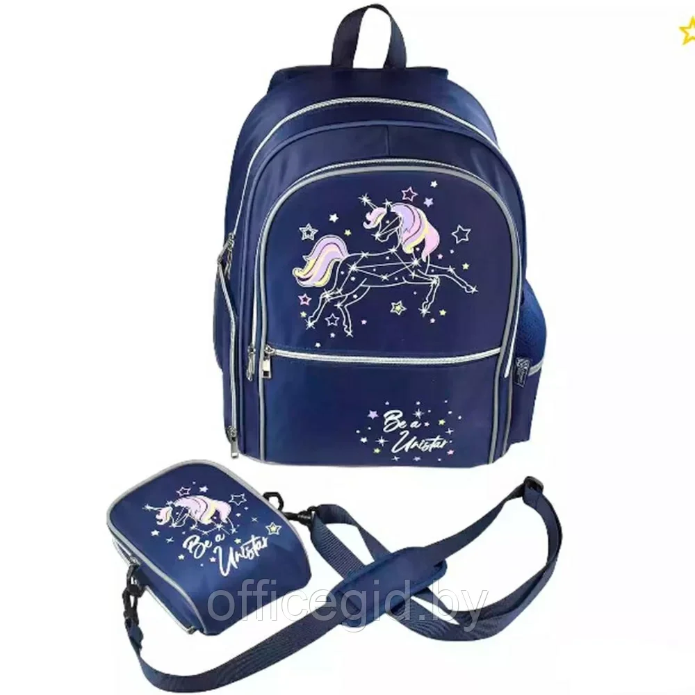 Рюкзак школьный "Единорог", темно-синий - фото 2 - id-p203608809