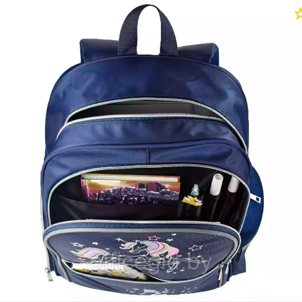 Рюкзак школьный "Единорог", темно-синий - фото 4 - id-p203608809