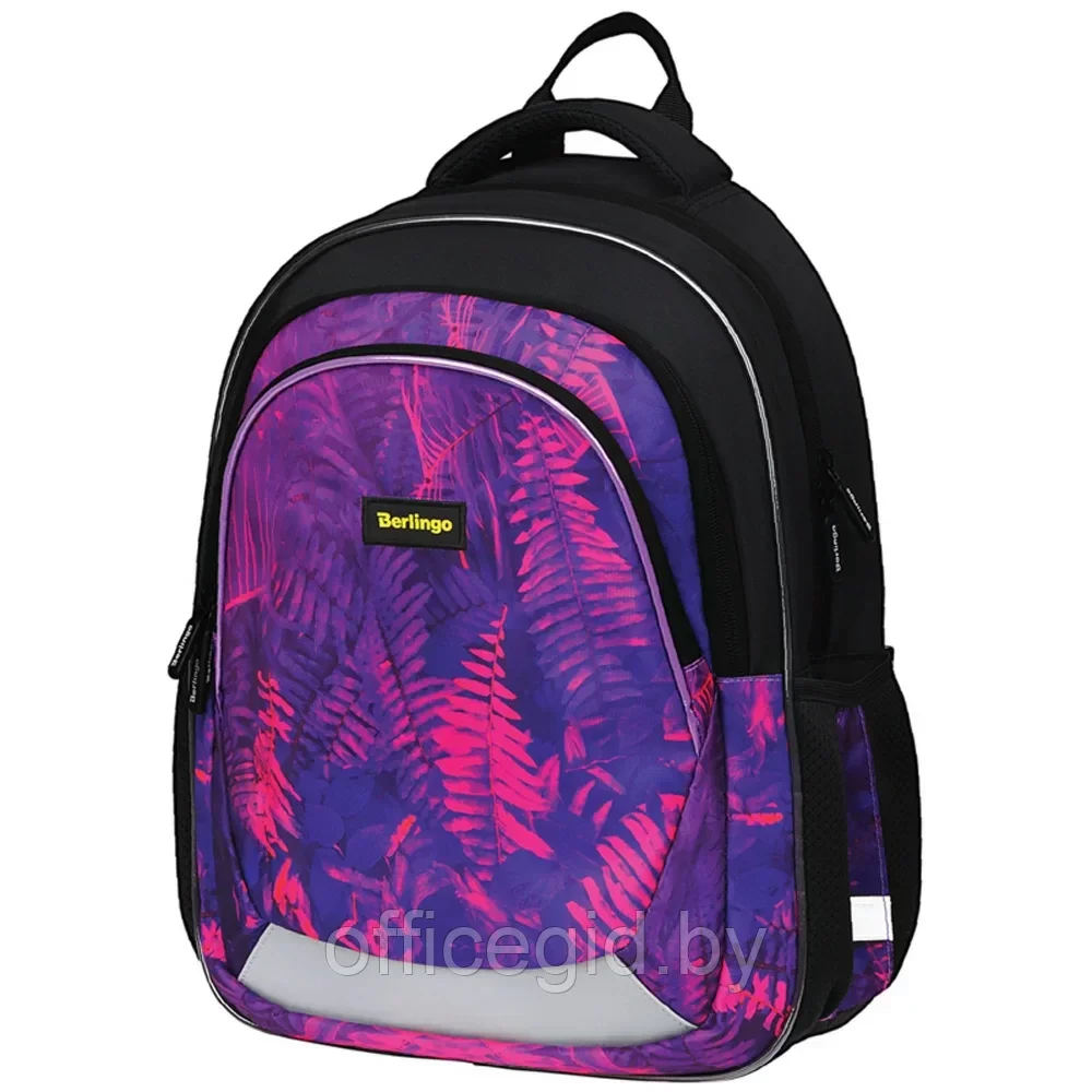Рюкзак школьный "Flora neon", черный, фиолетовый - фото 1 - id-p203608815