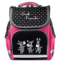 Рюкзак школьный "Зебры", черный, розовый