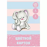 Картон цветной "Зайка", А4, 8 листов